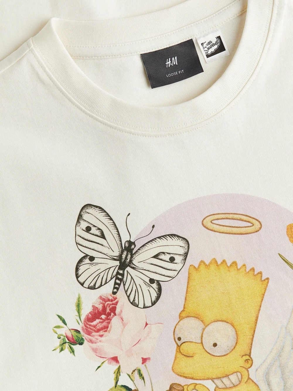 H&M AuthenticCream Bart Simpson Angel Graphic Tee